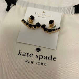 Kate spade ear crawler stud earrings black and gold.